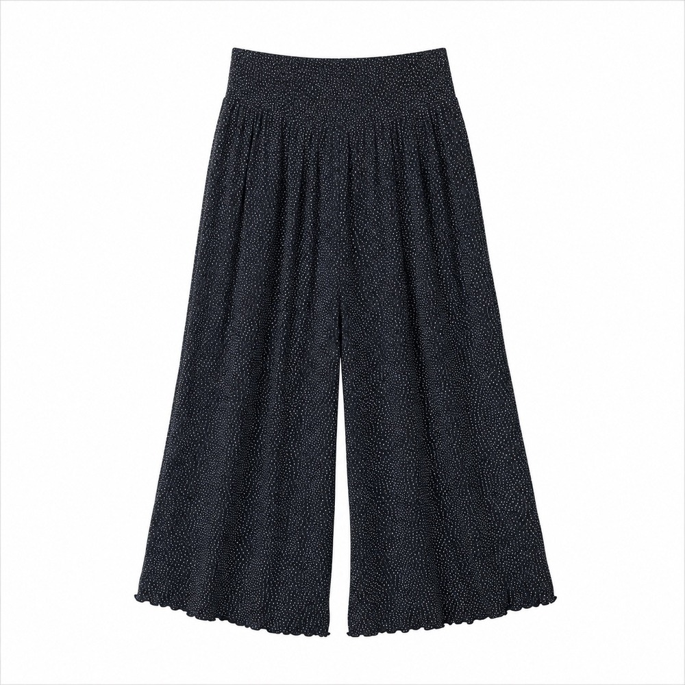 Ali Miles Women Size 8 Black Polka Dot Wide Leg Culottes Rayon Pleated Pants VTG